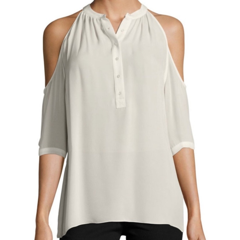 Nicole Miller Atelier Off The Shoulder Silk Blouse Ivory